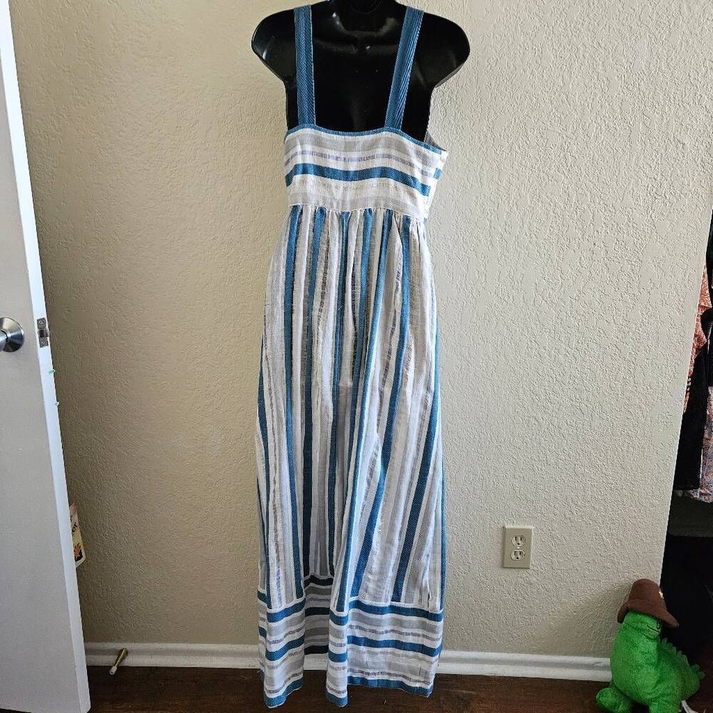 Anthropologie Blue and White Striped Maxi Dress - Picture 7 of 9